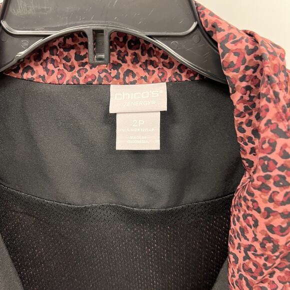 Chico’s Women’s 2-Piece Set Jacket Pants Size 2P Petite Animal Print Pink Black - Picture 9 of 10